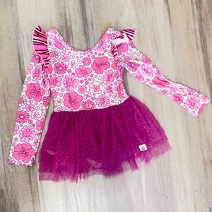 Cheeky Plum Pink Floral Dress with Purple Skirt